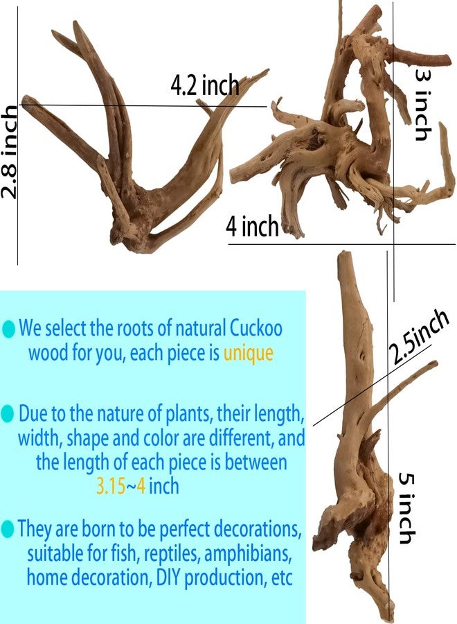 Vmiapxo 8 Pieces Natural Driftwood for Aquarium Decor, Assorted Sinkable Spider Wood, Reptile Drift Wood Branches Fish Tank Decorations (3.15''-4'') - Image 2